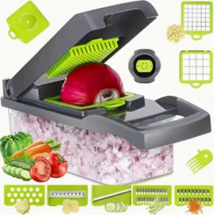 Cortador de Verduras de Mano Multifuncional Set de 16 Piezas Rebanador de Frutas con Contenedor - 1