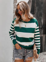 Suéter empalmado a rayas para mujer, Jersey de punto a la moda, novedad de otoño e invierno, 2023 - details 12