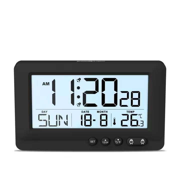 ORIA-reloj despertador Digital con pantalla LCD, dispositivo pequeño de viaje con calendario, funciona con pilas - 1