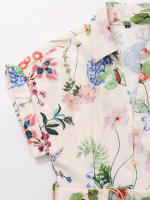 Ropa de mujer europea y americana popular vestido corto con cinturón de textura de seda impresa - details 4