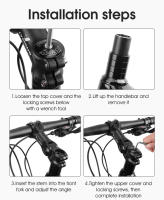 WEST BIKING-vástago ajustable para manillar de bicicleta, vástago Variable de 60 grados, elevador de ángulo, adaptador de eje de horquilla delantera de bicicleta de montaña y carretera, 25,4/31,8 MM - details 9