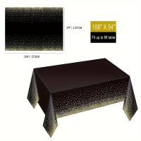 Mantel rectangular de plástico negro y dorado, cubierta de cumpleaños, manteles para Halloween, fiesta de retiro, 4 piezas - details 1