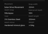 NORTH EDGE MACH Ⅱ solar Men 's Watch 316L stainless steel case three time Plate Night Light puntero TPR nylon Correa 104g - details 12