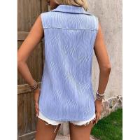 Camisa y blusa de verano sin mangas con botones sueltos de Color sólido para mujer, Tops femeninos 2024 - details 23