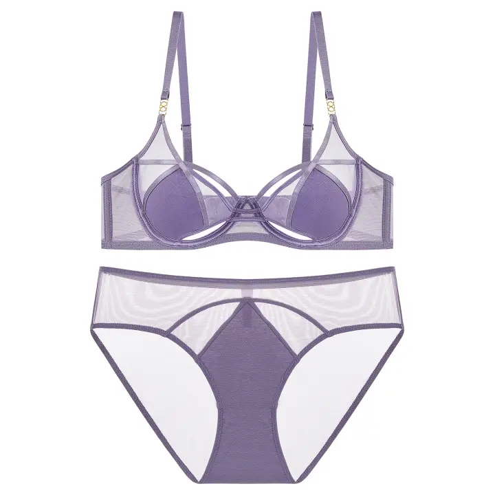 Conjunto de Ropa Interior Sexy de Deseo Puro Francés Bralette Delgado Transpirable para Mujeres con Pecho Pequeño Soporte Antideslizante para Busto Grande - 1
