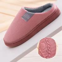 Zapatillas de casa de piel para hombre y mujer, zapatos de algodón, toboganes mullidos, pantuflas de felpa cálidas para parejas - details 7