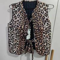 Chaleco con estampado de leopardo para mujer, ropa con cuello en V, decoración de lazo, a la moda, novedad de primavera y verano - details 0