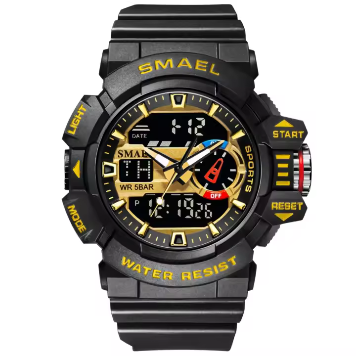 Reloj militar para hombre, resistente al agua, con manecillas luminosas, digital, pulsera de goma, deportivo, 50M, 8043 - 1