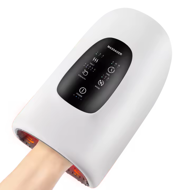 Masajeador eléctrico de mano con 3 modos, airbag de compresión de aire, vibración y masaje para la fatiga de la mano y el pulgar, recarga USB. - 1
