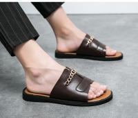 Fregona fresca y transpirable para hombre, cubierta de cuero informal británica, zapatillas para pies, versión coreana, fregona de una pieza a la moda, novedad de 2022 - details 9