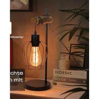 Lámpara de pie vintage de madera con 2 focos, diseño industrial, de metal y madera, incluye interruptor, color negro, casquillo E27, altura: 151 cm, sin bombilla - details 3