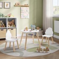 Mesa y sillas redondas de almacenamiento de madera para niños pequeños, mesa infantil de 3 piezas - details 1