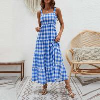 Vestidos largos bohemios para mujer, ropa sin mangas a cuadros, informal, para vacaciones y playa, verano - details 6