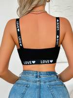 EasyFave Sujetador de punto con forma de corazón y letras para mujer - details 1