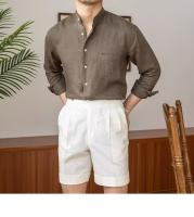 Camisa de Lino para Hombre Verano 2025 Cuello Henley Elegante Manga Larga Transpirable - details 21