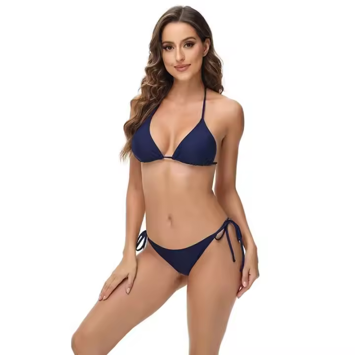 Conjunto de bikini push-pull para mujer, bikini sexy de encaje con lazo, traje de baño de dos piezas para mujer, traje de playa L 2024 - 1