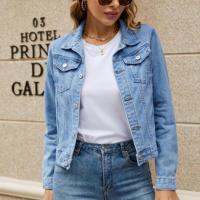 Chaqueta De Jean Vintage Para Mujer Cuello En V Manga Larga Estilo Casual Solida Con Bolsillos Abrigo De Denim Para Otoño - details 4