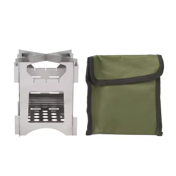 Plegable de acero inoxidable para acampar al aire libre, senderos, senderismo, picnic, estufa de leña portátil - 1
