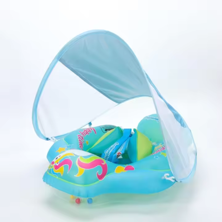 Nuevo Con Toldo Círculo Tumbado Círculo De Natación Infantil Airbag De Altura Sombra Antivuelco Bebé Círculo De Asientos Hinchables - 1