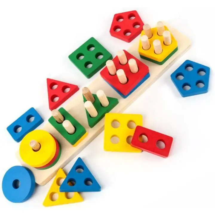 Juguetes Montessori para niños y niñas, clasificación y apilamiento de madera, juguetes educativos preescolares, reconocimiento de Color - 1