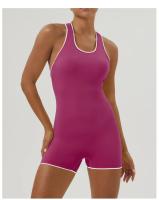 Mono de Yoga ajustado para levantamiento de cadera, diseño atlético de colores contrastantes, mono sin espalda para trabajo, ropa de Yoga de secado rápido con almohadillas para sujetador - details 9