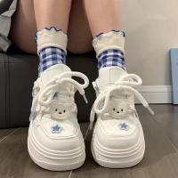 Zapatillas Deportivas con Plataforma Azul Kawaii Zapatos Blancos Coreanos Informales para Mujer - details 11