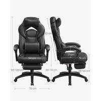 Silla de Oficina con reposapiés telescópico - Reposacabezas Ajustable - Soporte Lumbar - Carga máxima 150 kg - Negro - details 2