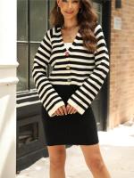 Chic Cardigan Vintage Ligero Suéter de Punto con Rayas para Mujer Elegante Estilo Harajuku 2024 - details 5
