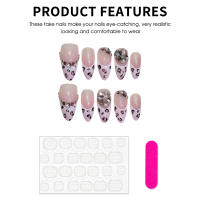 Uñas Postizas De Leopardo Estilo Francés Con Diamantes Y Diseño De Ojo De Gato Brillante 10 Piezas Uñas Postizas Almendradas Decorativas Para Fiesta - details 0