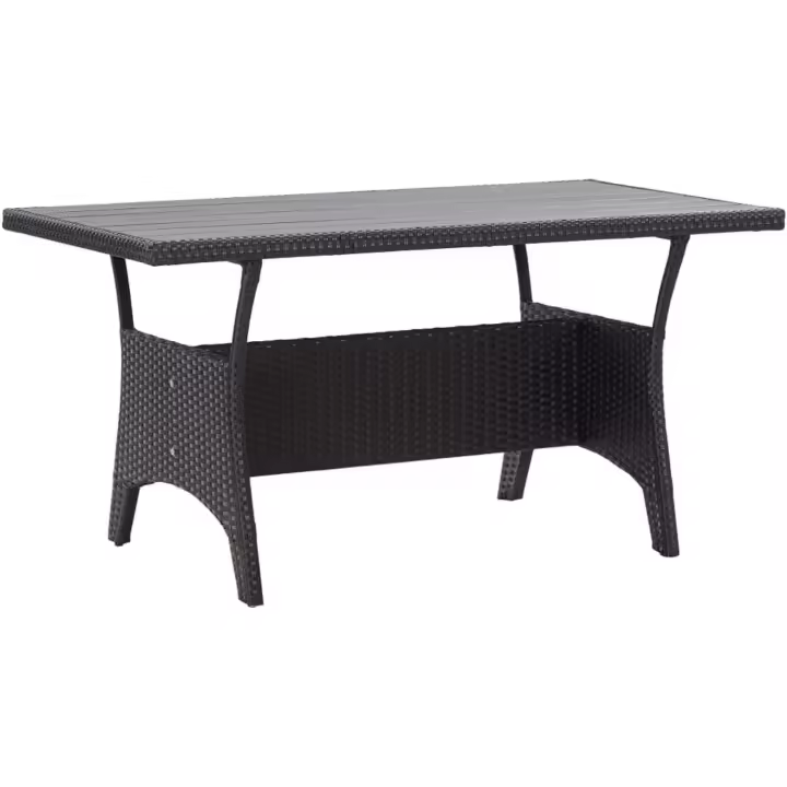 Mesa de Jardín Patio Terraza Balcón Salón Sala de Estar Muebles Mobiliario Soporte Exterior Cocina Ratán Sintético Negro 120x70x66 cm - 1