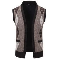 Nuevo cárdigan para hombre, suéter de otoño e invierno, mantiene el calor, cultiva el chaleco tejido, moda versátil, cuello en V, Tops informales a cuadros para hombre - details 1