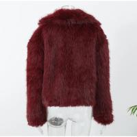 Abrigo Retro Borgoña con cuello abatible y mangas largas, abrigo corto y cálido, chaqueta holgada de piel sintética de Color sólido, abrigos de calle altos para mujer - details 4
