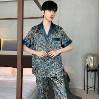 Pijama de Diseñador para Hombres Conjunto de Dormir de Seda de Hielo Delgado - details 14