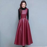 Camiseta sin mangas de cuero PU para mujer con bolsillos moda Otoño e Invierno Oficina A-e vestido largo de fiesta para mujer C235 - details 5