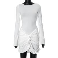 Elegante Vestido Bodycon con Volantes Manga Larga, Giro de Volantes, Vestido Mini para Mujer en Otoño Moda de Fiesta en Club Elegante - details 0