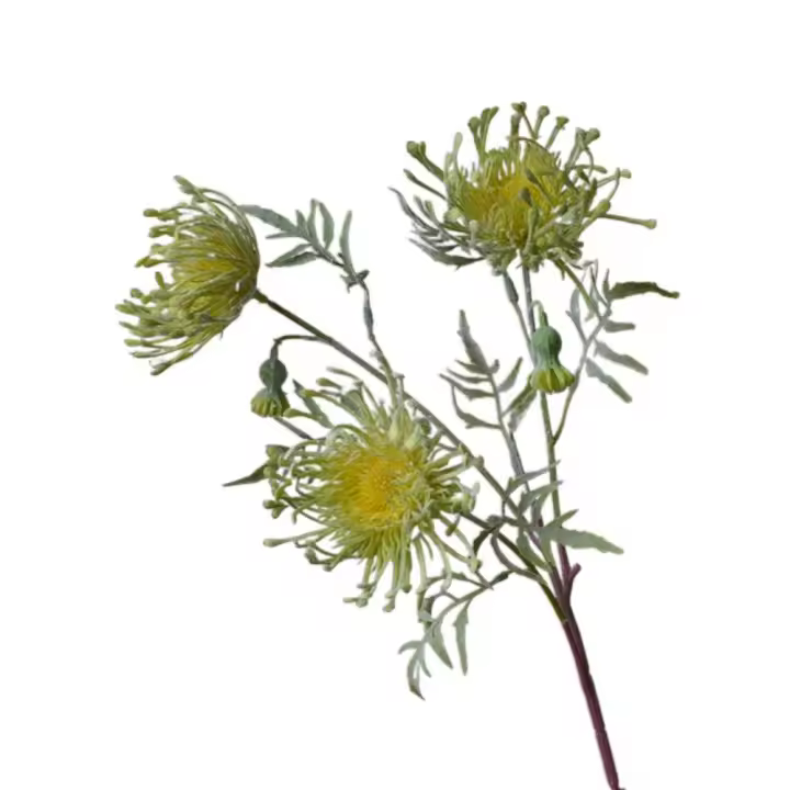 Flor de cojín Artificial de 63cm, 3 cabezas, tacto Real, garra de cangrejo, flor de crisantemo, flores falsas realistas hechas a mano - 1