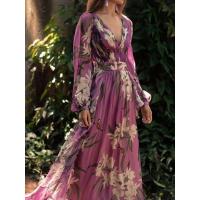Vestidos estampados para mujer, Vestidos de manga larga con cuello en V, Otoño, Nuevo - details 2