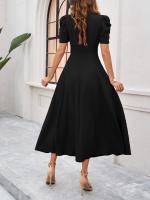 Vestido Largo de Verano 2025 - Elegante Vestido Tea con Escote en V y Manga Mariposa, Talle Alto Ajustable, Tejido Ligero para Vacaciones y Playa, Moda Femenina Miravia - details 12