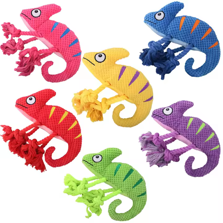 Camaleón de peluche, juguete interactivo extraíble, resistente, con sonido para perros medianos y grandes - 1