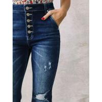 Pantalones vaqueros de mezclilla de cintura alta para mujer Pantalones deshilachados rasgados de estilo coreano - details 5