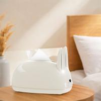 Caja de pañuelos de conejo de estilo cremoso creativo, dispensador de toallas de papel decorativo de gran capacidad, plástico con resortes, soporte de papel para oficina - details 7