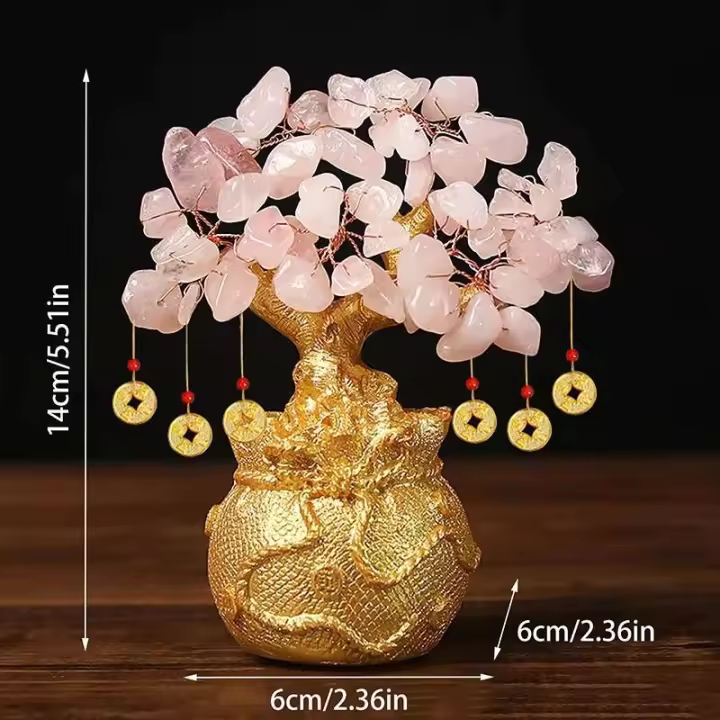 Cristal amarillo de la suerte, árbol de dinero Natural, estilo bonsái, riqueza, suerte, adornos artesanales Feng Shui - 1