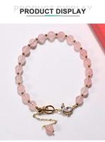 Pulsera de Curación de Mariposa de Cuarzo de Rosa de Oro 14K Ajustable - details 1