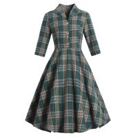 Elegante Vestido de Olla Swing de Moda Vintage Estilo Otoño-Invierno 1950s Cuello Recortado Retro - details 1