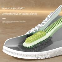 Cepillo de zapatos multifuncional de doble cara, cepillo de limpieza de plástico con mango largo, cepillo Circular de cerdas suaves antideslizante para lavar ropa - details 9