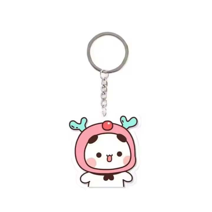 Acrylic Super Cute Couple Keychain Animal Cartoon Bubu Dudu Panda Bear Keyring Sweet Kawaii Cute Cartoon Bubu Dudu Key Chain - 1