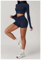 Conjunto de Yoga de Manga Larga Top de Correa Alta y Leggings Deportivos para Mujeres - details 10