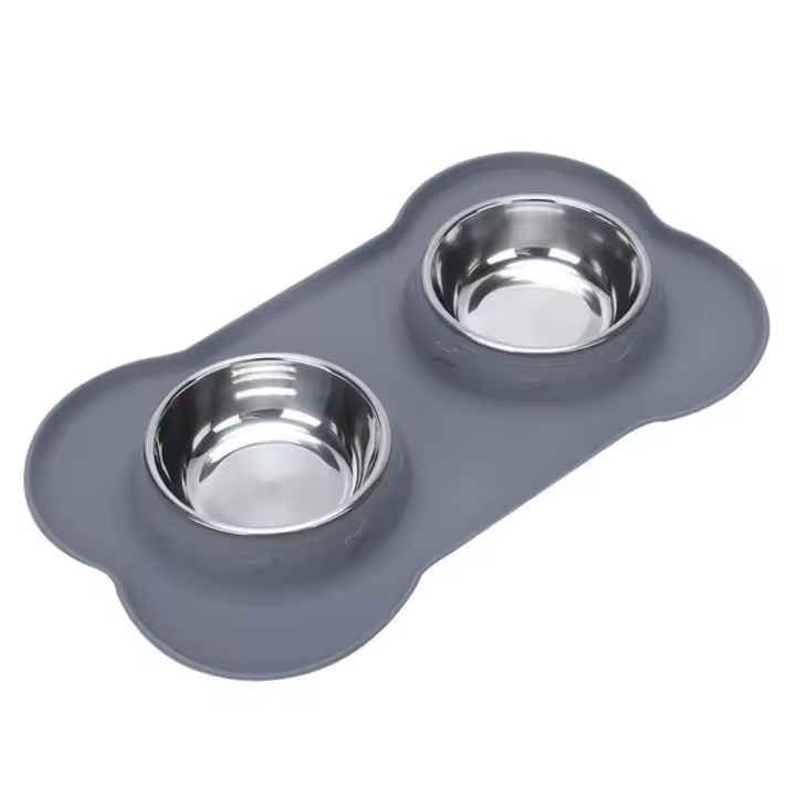 Cuenco de acero inoxidable para mascotas, almohadilla antiderrames, alimentador para beber para mascotas, plegable, antideslizante, cuenco de comida para perros, gatitos y cachorros - 1