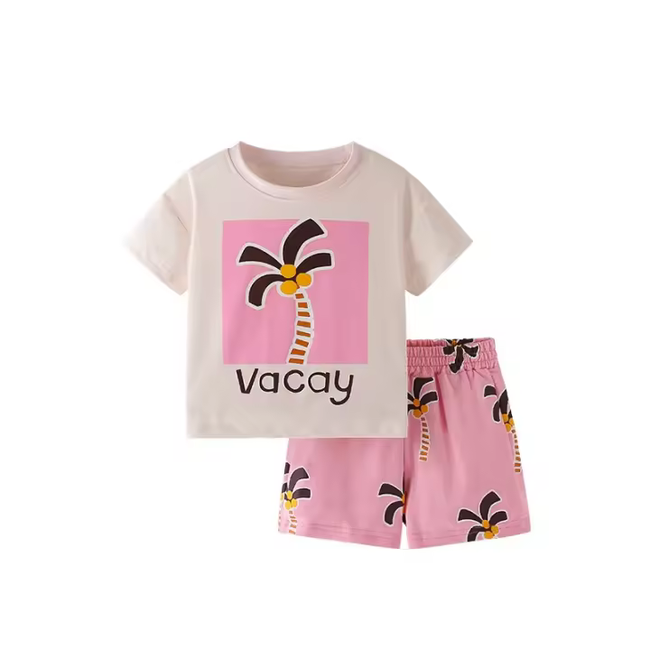 Conjunto de dos piezas para niñas, nueva camiseta de manga corta para niños medianos y pequeños de verano, conjunto para niños - 1