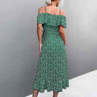 Vestido largo con tirantes y estampado floral para mujer, estilo bohemio de playa, moderno, un hombro, irregular, fresco diario - details 5